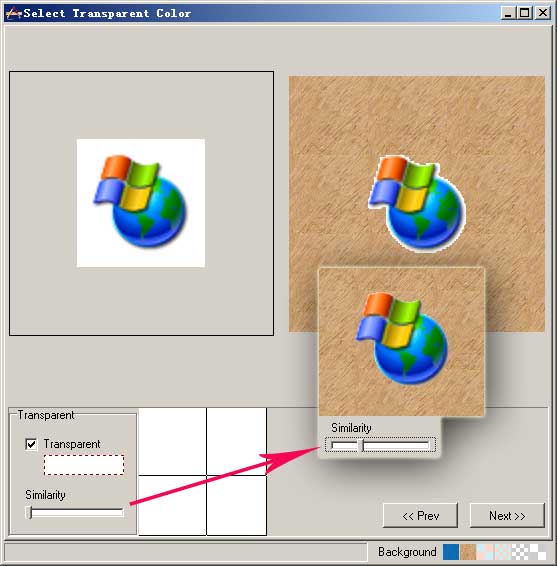 Create transparent icon with picture to icon